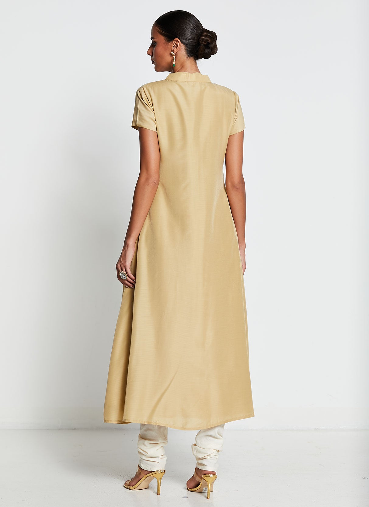 Beige Muslin Silk Long Kurti