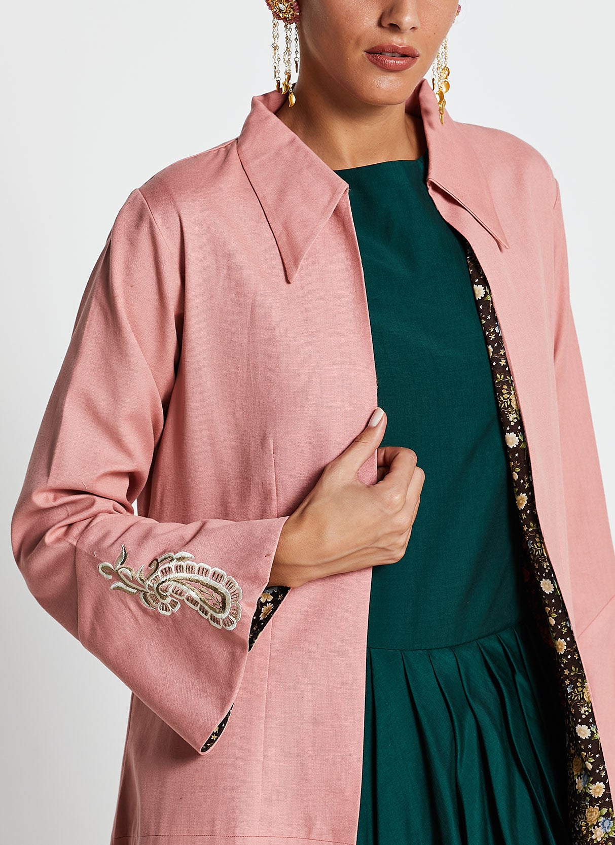 Pink Muslin Silk Two-Piece Gown