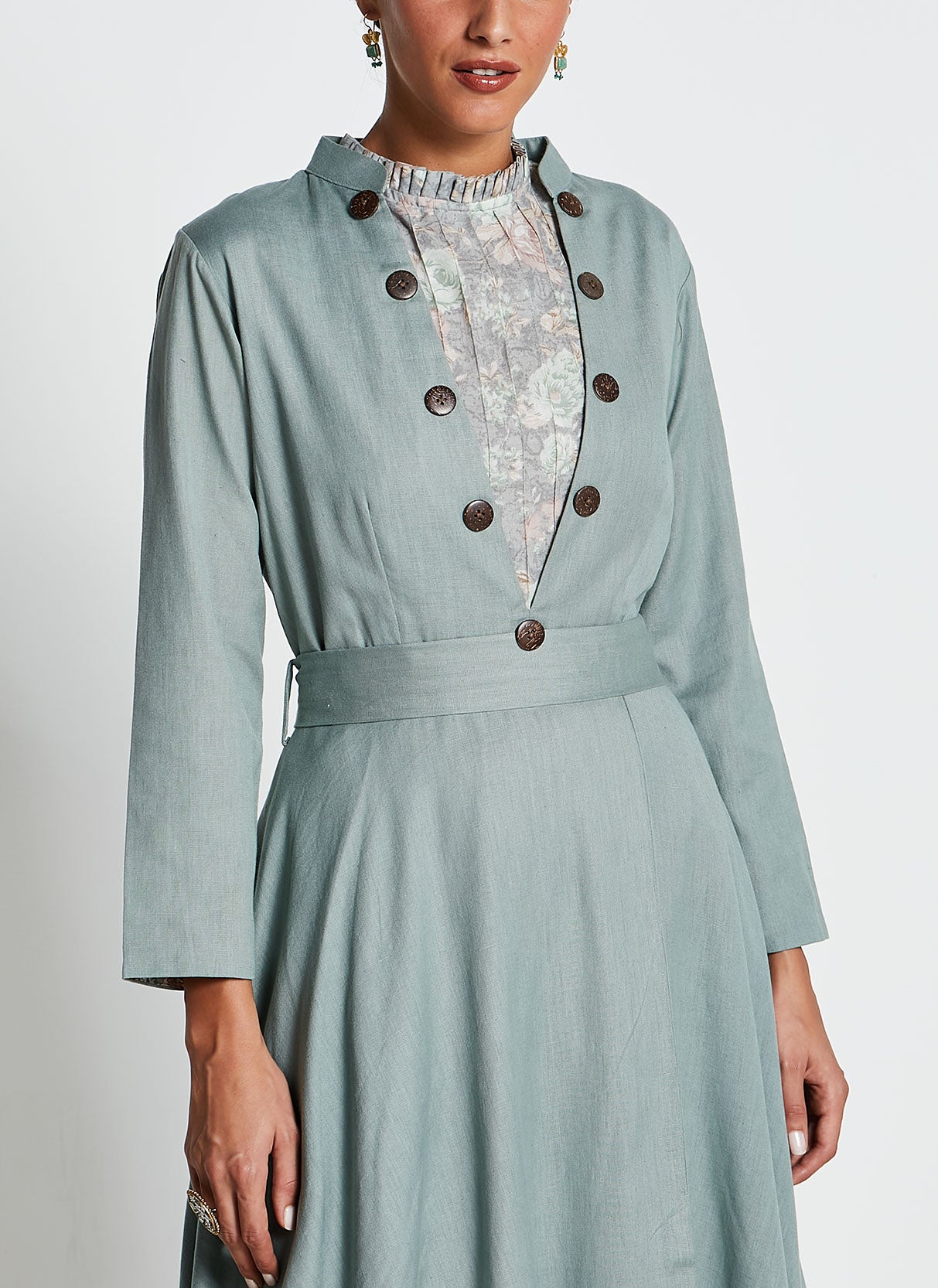 Sage Green Asymmetrical Long Dress