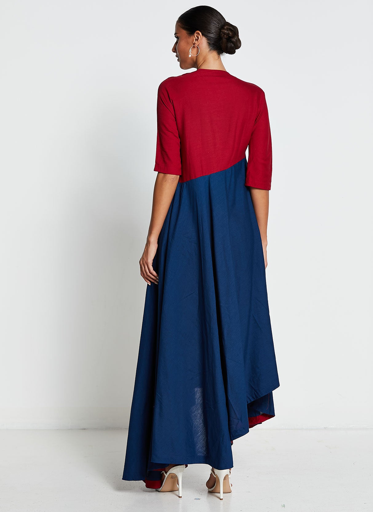 Red and Navy Blue Long Dress