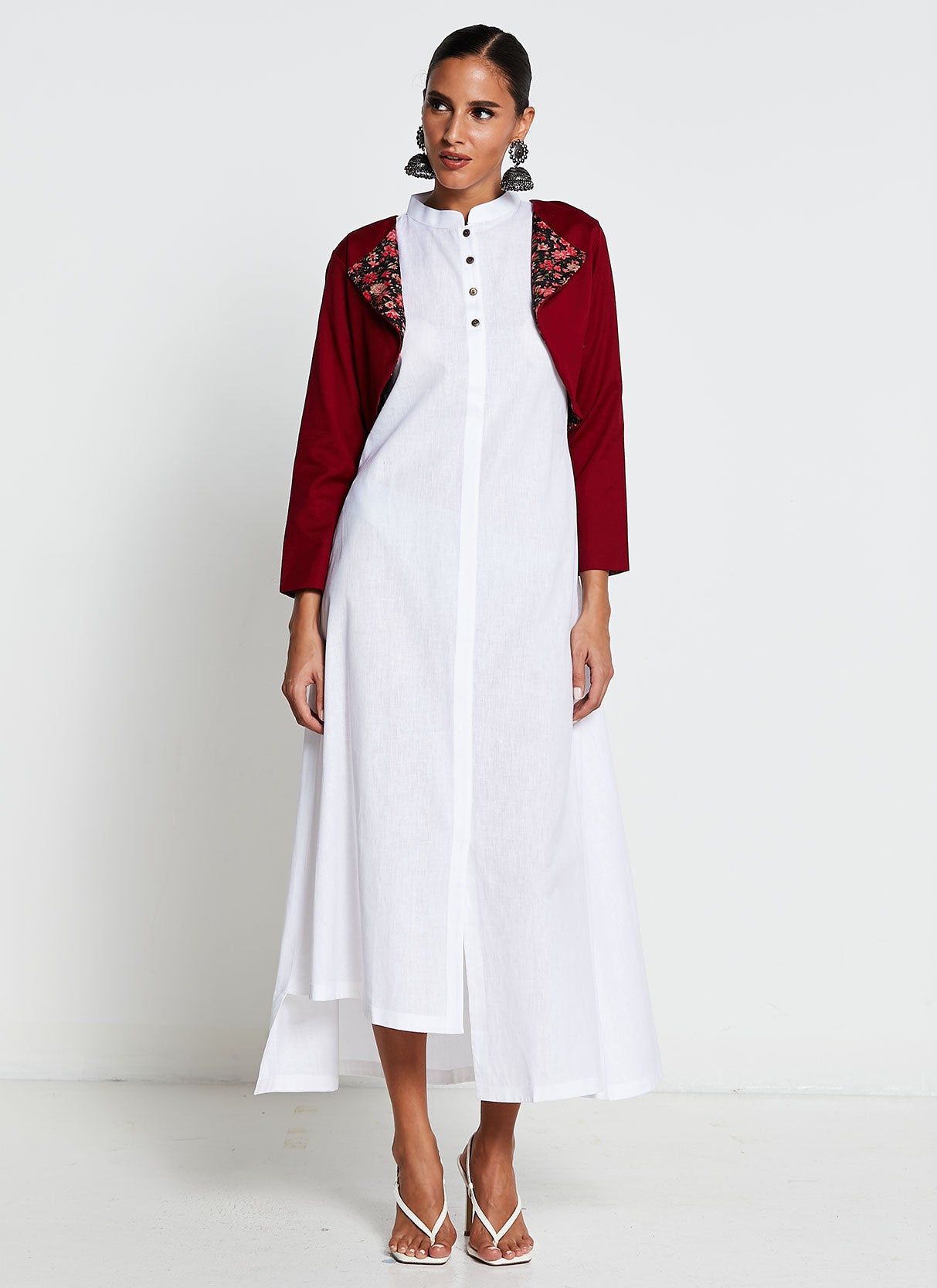 Long Dress with Printed Jacket
