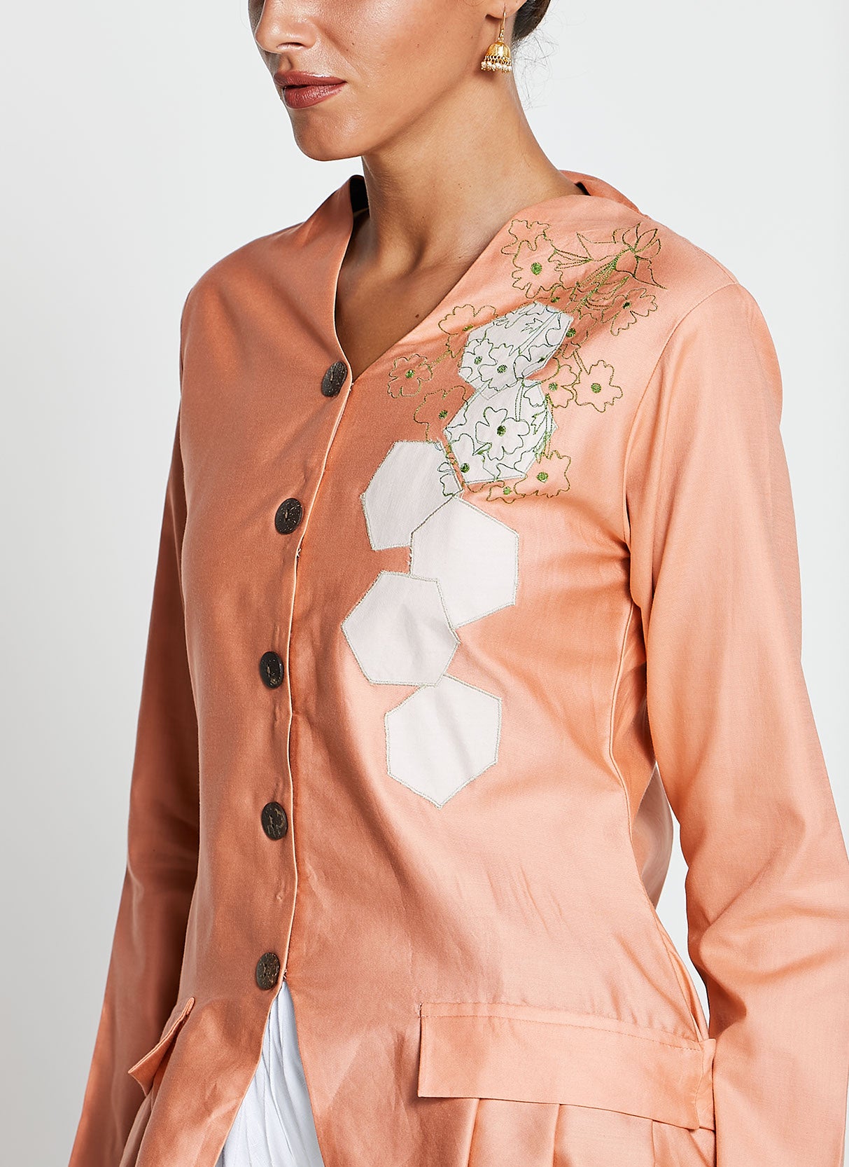 Art Silk Trailed Jacket with Pants
