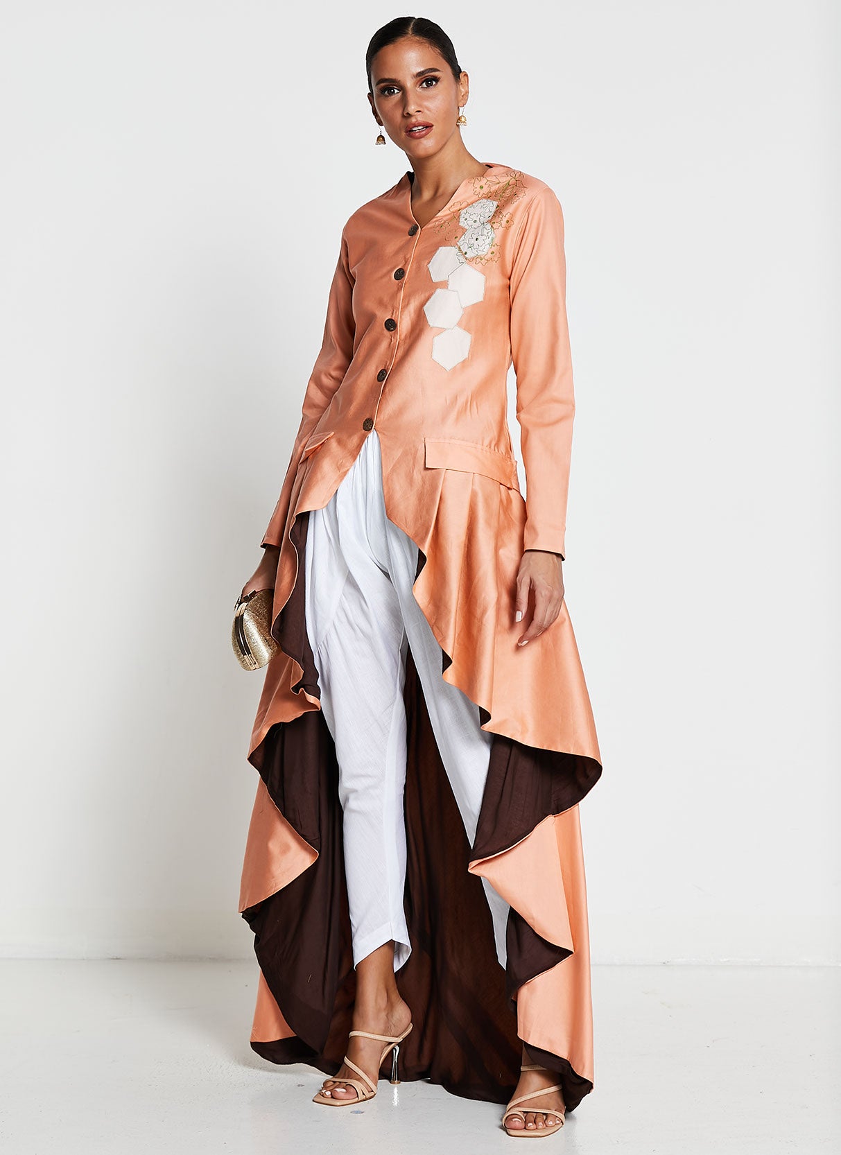 Art Silk Trailed Jacket with Pants