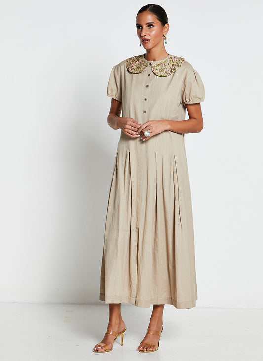 Linen Cotton Embroidered Dress