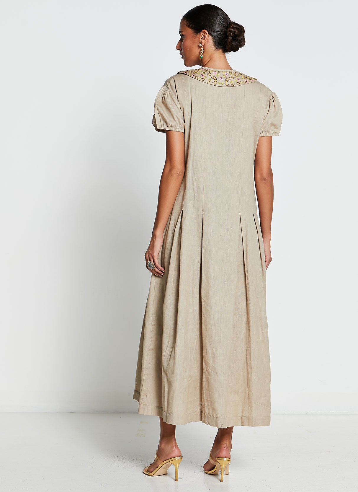 Linen Cotton Embroidered Dress