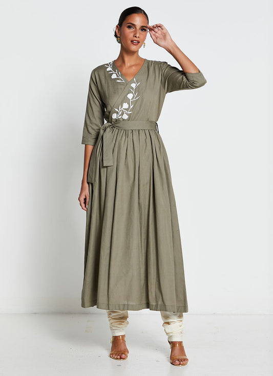 Olive Green Wrap Dress