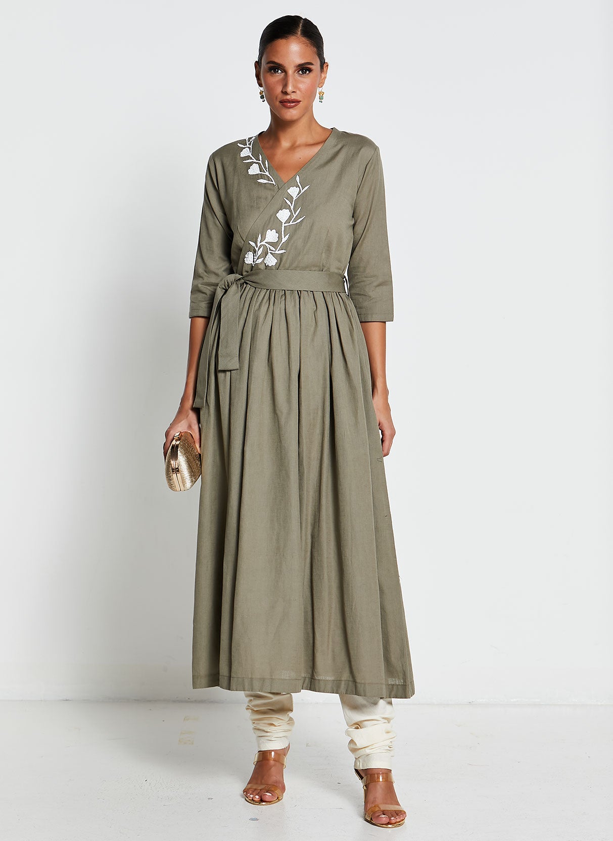 Olive Green Wrap Dress
