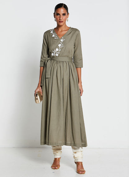 Olive Green Wrap Dress