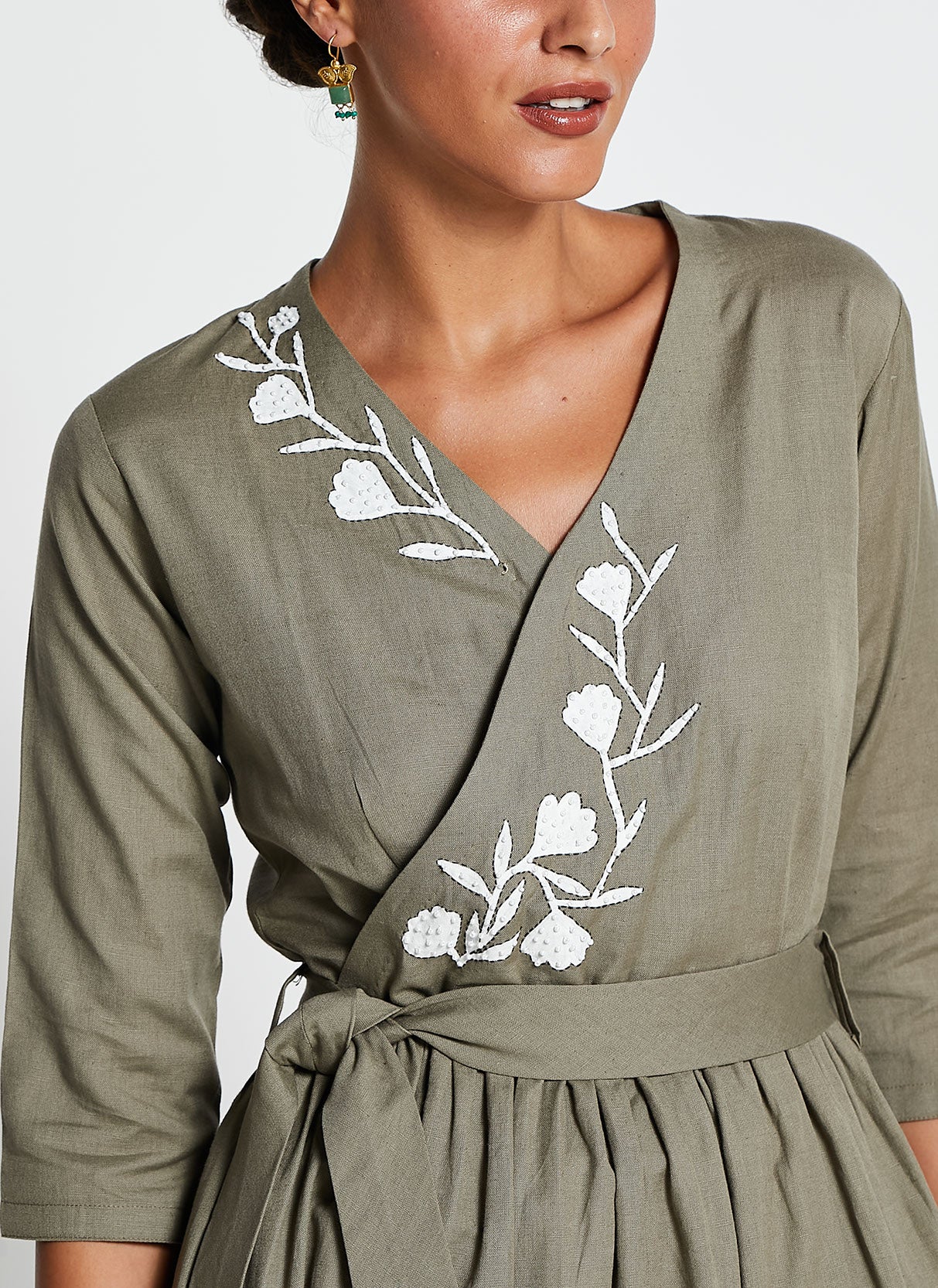 Olive Green Wrap Dress