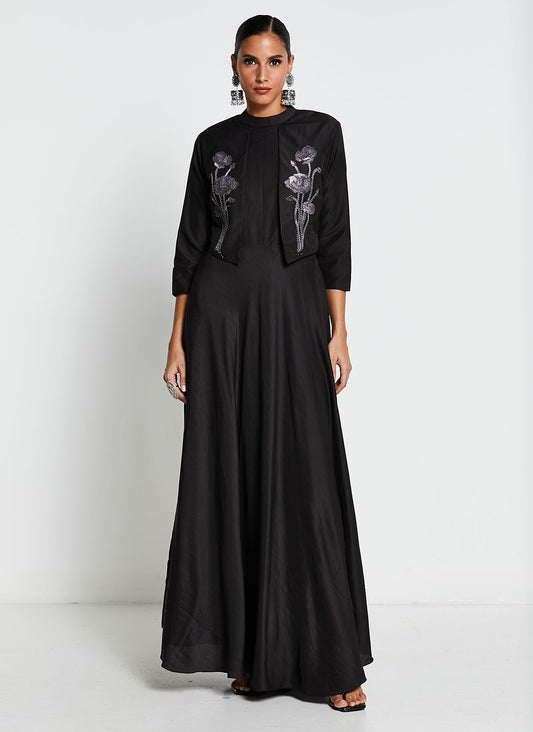 Bhagalpuri Silk Gown with Trail