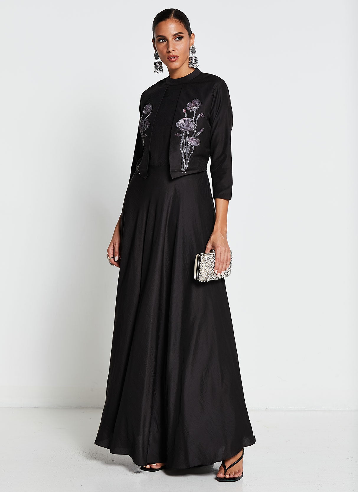 Bhagalpuri Silk Gown with Trail