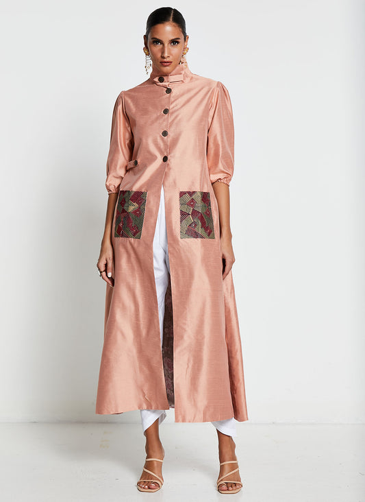 Art Silk Embroidered Jacket Dress