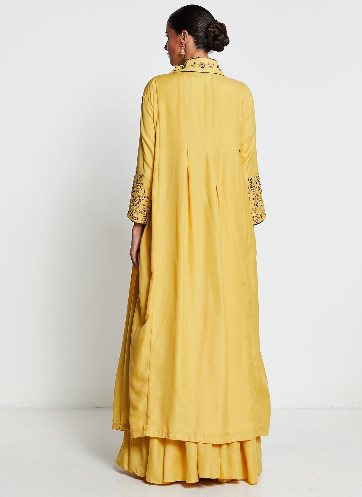 Yellow Muslin Silk Gown with Jacket