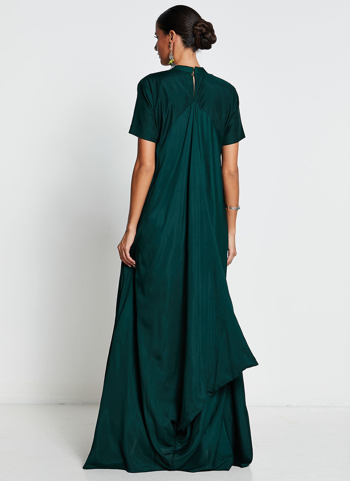 Deep Green Muslin Silk Gown