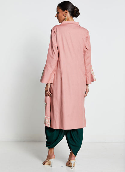 Pink Muslin Silk Two-Piece Gown