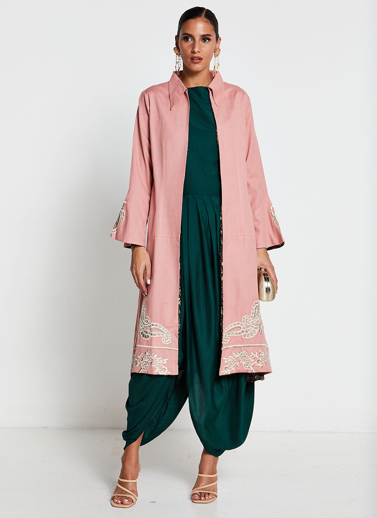 Pink Muslin Silk Two-Piece Gown