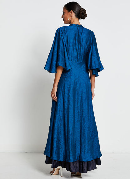 Blue Muslin Silk Gown