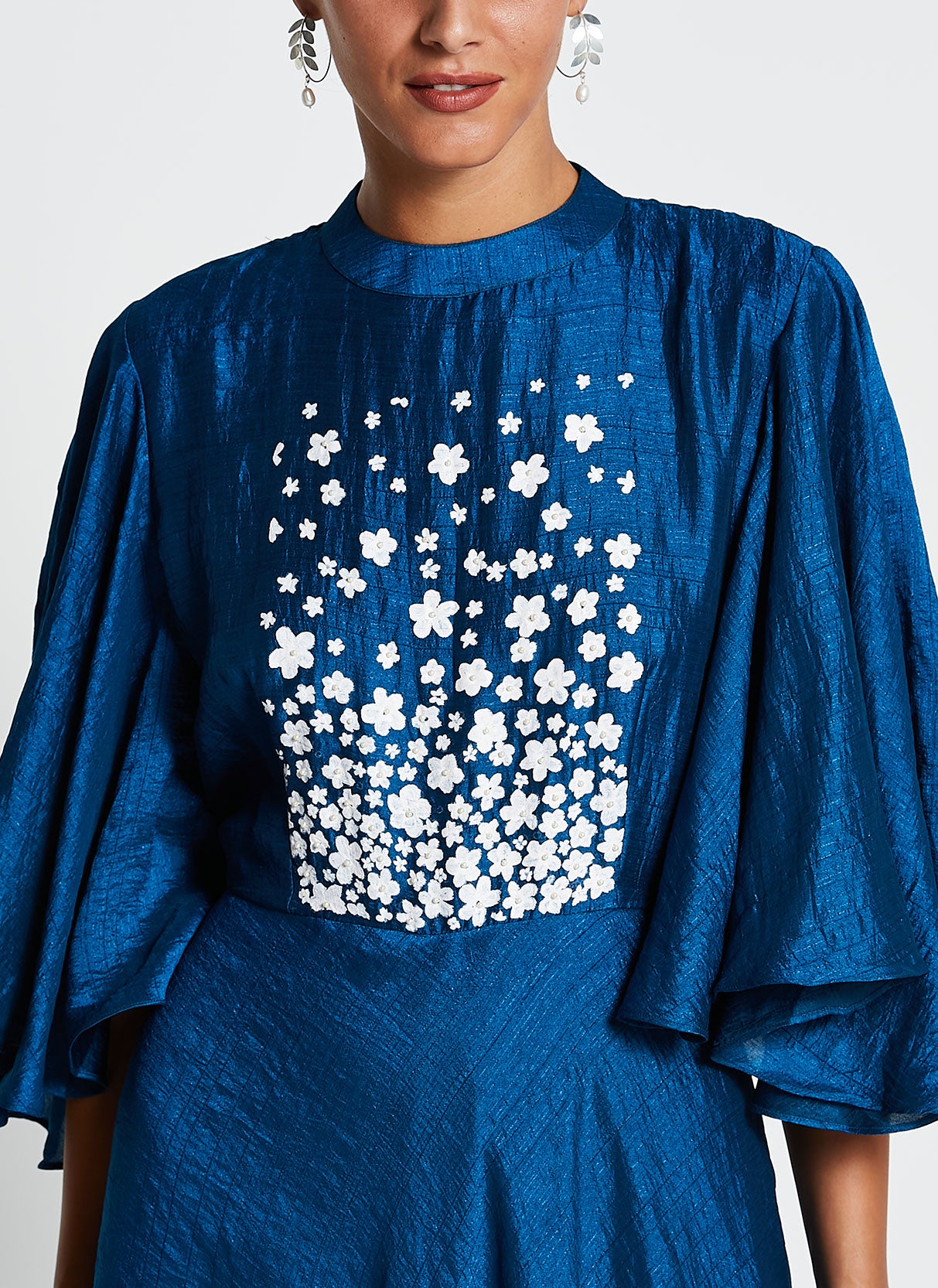 Blue Muslin Silk Gown
