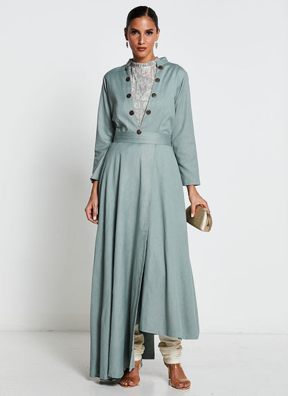 Sage Green Asymmetrical Long Dress