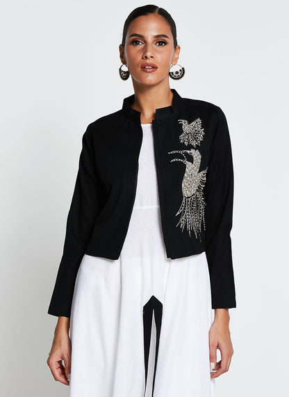 Black and White Linen Cotton Long Dress