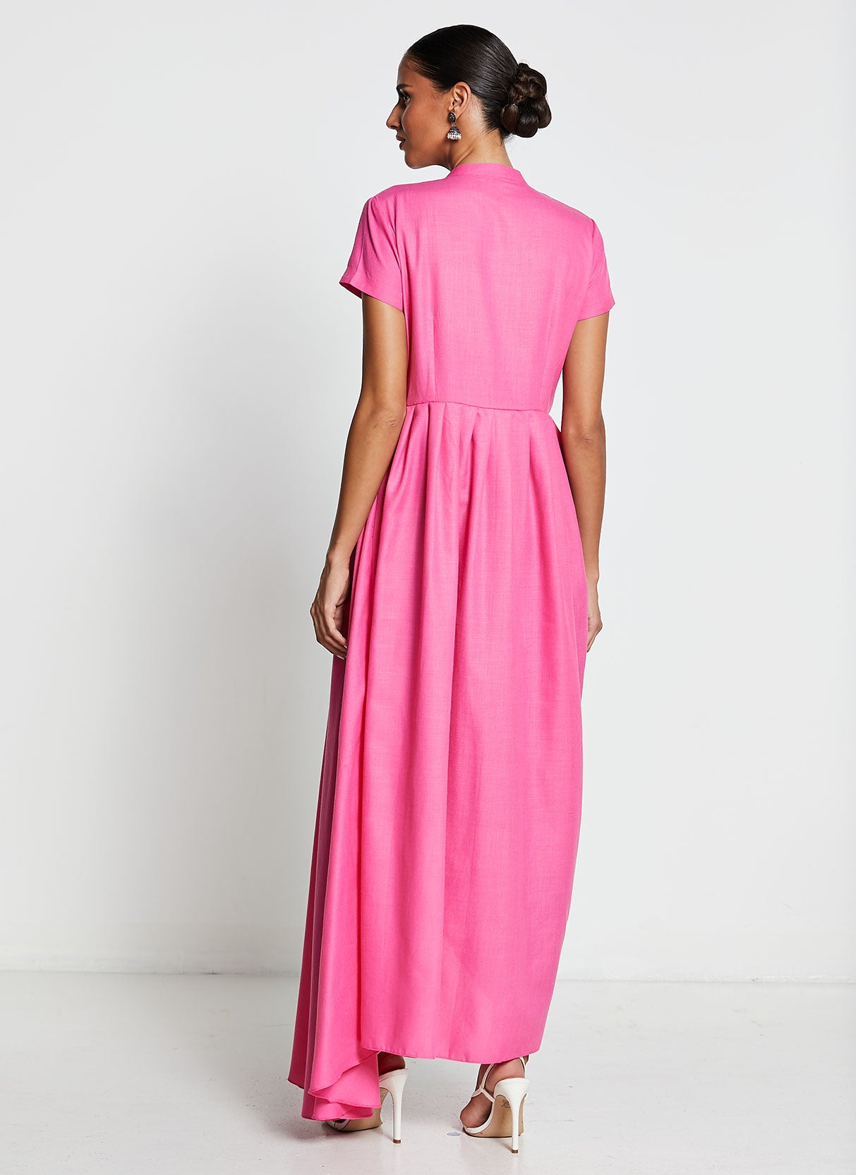 Pink Asymmetrical Linen Cotton Gown