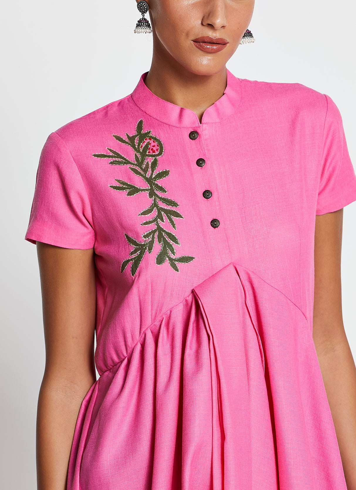 Pink Asymmetrical Linen Cotton Gown