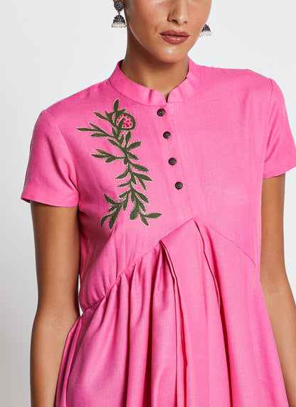 Pink Asymmetrical Linen Cotton Gown