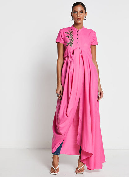 Pink Asymmetrical Linen Cotton Gown
