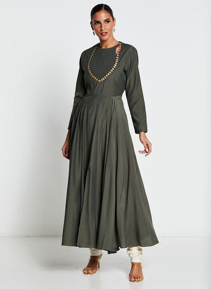 Muslin Silk Anarkali Dress with Pants