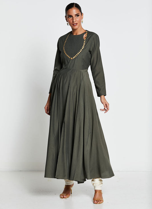 Muslin Silk Anarkali Dress with Pants