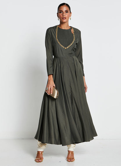 Muslin Silk Anarkali Dress with Pants