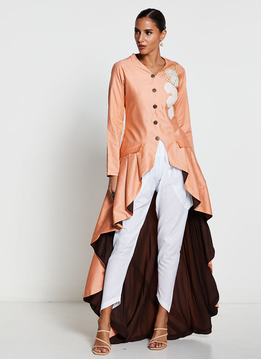 Art Silk Trailed Jacket with Pants