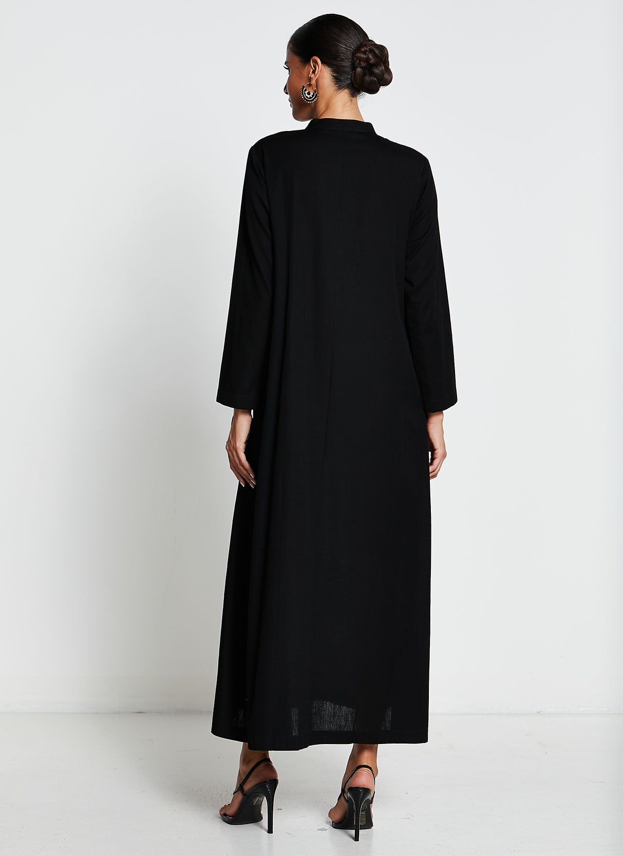 Black Linen Long Kurta Dress